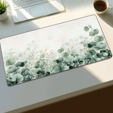 Light Green Eucalyptus Leaf Pattern with Golden AccentsOffice/Gaming Desk Mat ❀