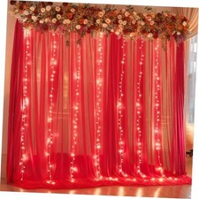 10x10ft Tulle Backdrop Curtain with Lights 10ft x 10ft 2 Panels 5 10ft Red