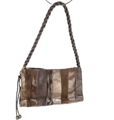 Relic Shoulder Bag Women Medium Brown Patchwork Leather Suede Boho Y2K 12x7x3