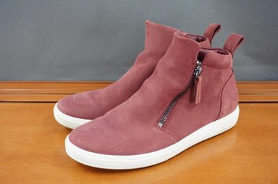 Ecco Soft 7 Boots Womens Size 8.5 Burgundy Leather Zip Ankle Shoes Comfort