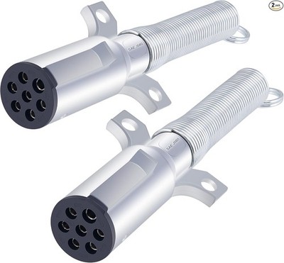 7 Way Trailer Plug Set, 7 Way Replacement Plug, Heavy Duty Die Cast Size: 2pcs