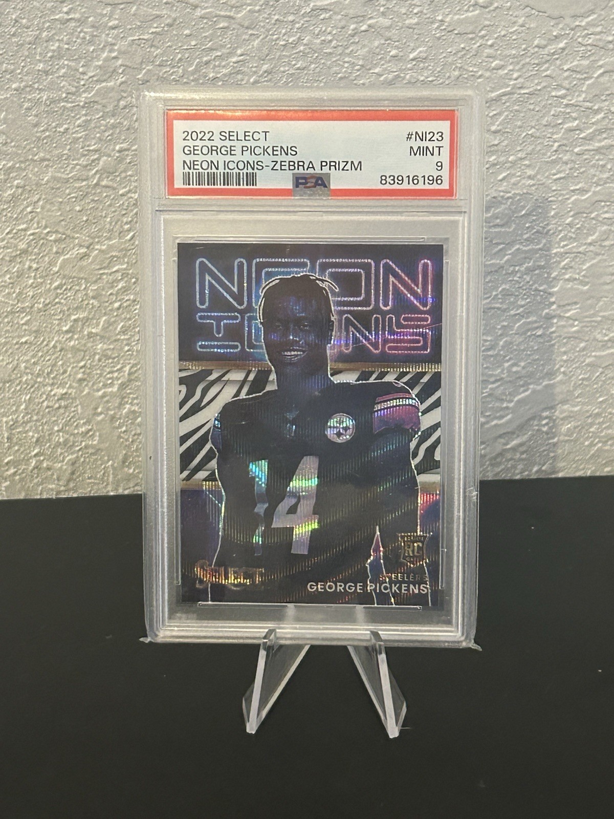 2022 Panini Select - Neon Icons George Pickens #NI-23 Zebra Prizm (RC) PSA 9