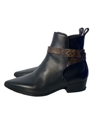 Louis Vuitton Boots M Blk Ma0165 Short Boots Belt Ankle Boots KfX65