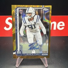 2025 Topps Chrome Football JT Tuimoloau Rookie ON CARD Auto Gold Lava /50 Colts