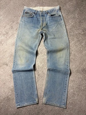 Levi s 501 Original Made in USA Jeans Herren W33 L32 Blau Denim Verblasst Straight Leg