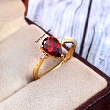 Natural Garnet Ring, Handmade Silver Ring, 925 Sterling Silver Garnet Ring