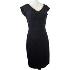 NWT Saks Fifth Avenue Black Label Stretch Little Black Dress Back Zip Size 8