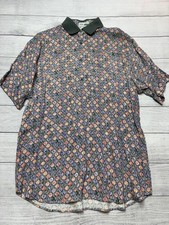 Vintage Lacoste Polo Shirt Mens Medium Multicolor Geometric Print Rayon 90s