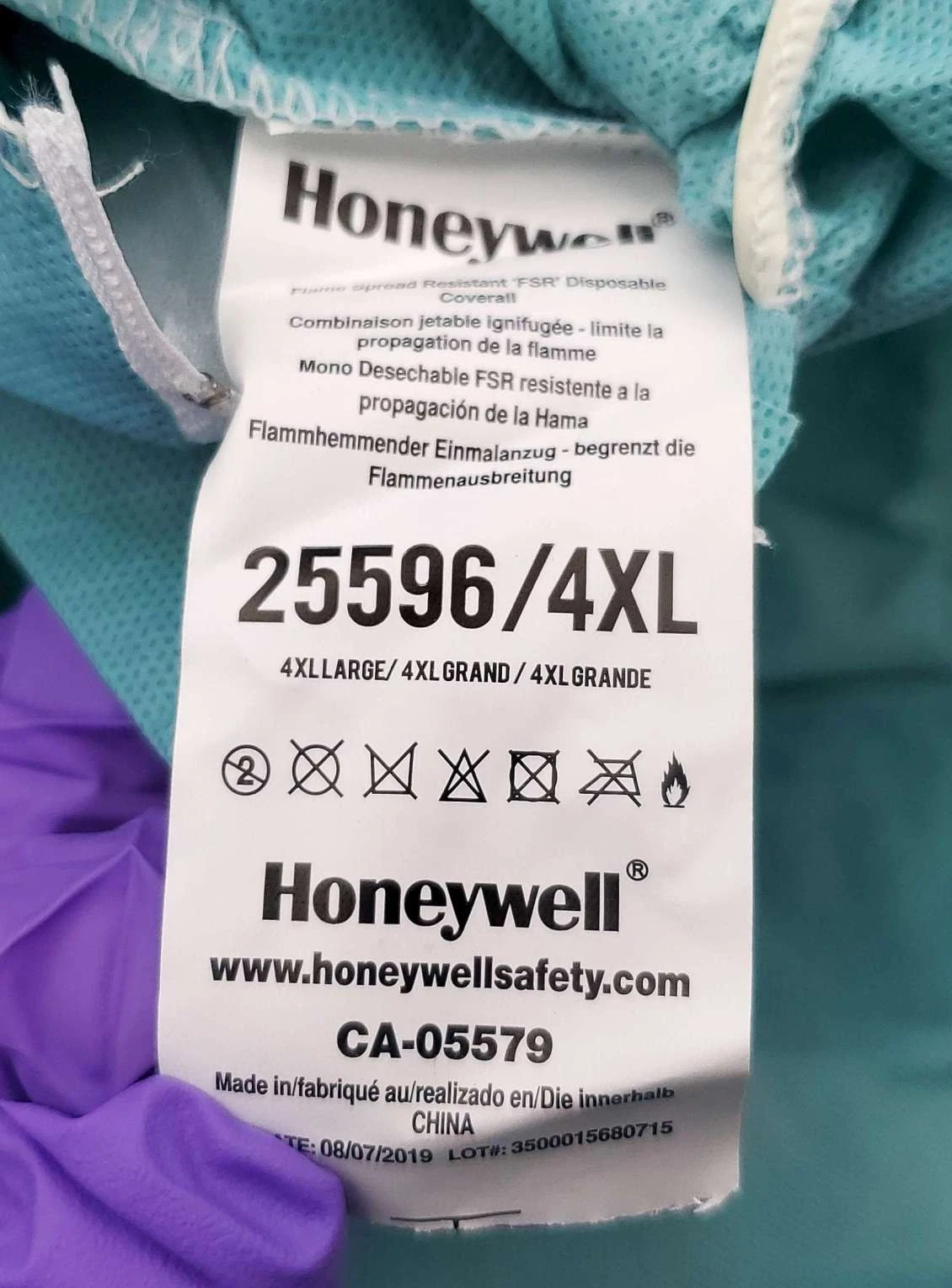 Honeywell Fire Resistant Coveralls 4XL Disposable Non-Woven Material 25596 PK 4 image 8