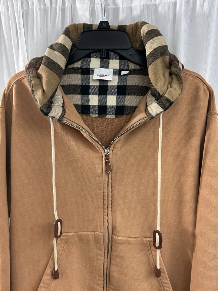 Sudadera con capucha a cuadros de algodón camel Burberry Melodie de gran tamaño para mujer talla S/US 4 Foto 3 de 4