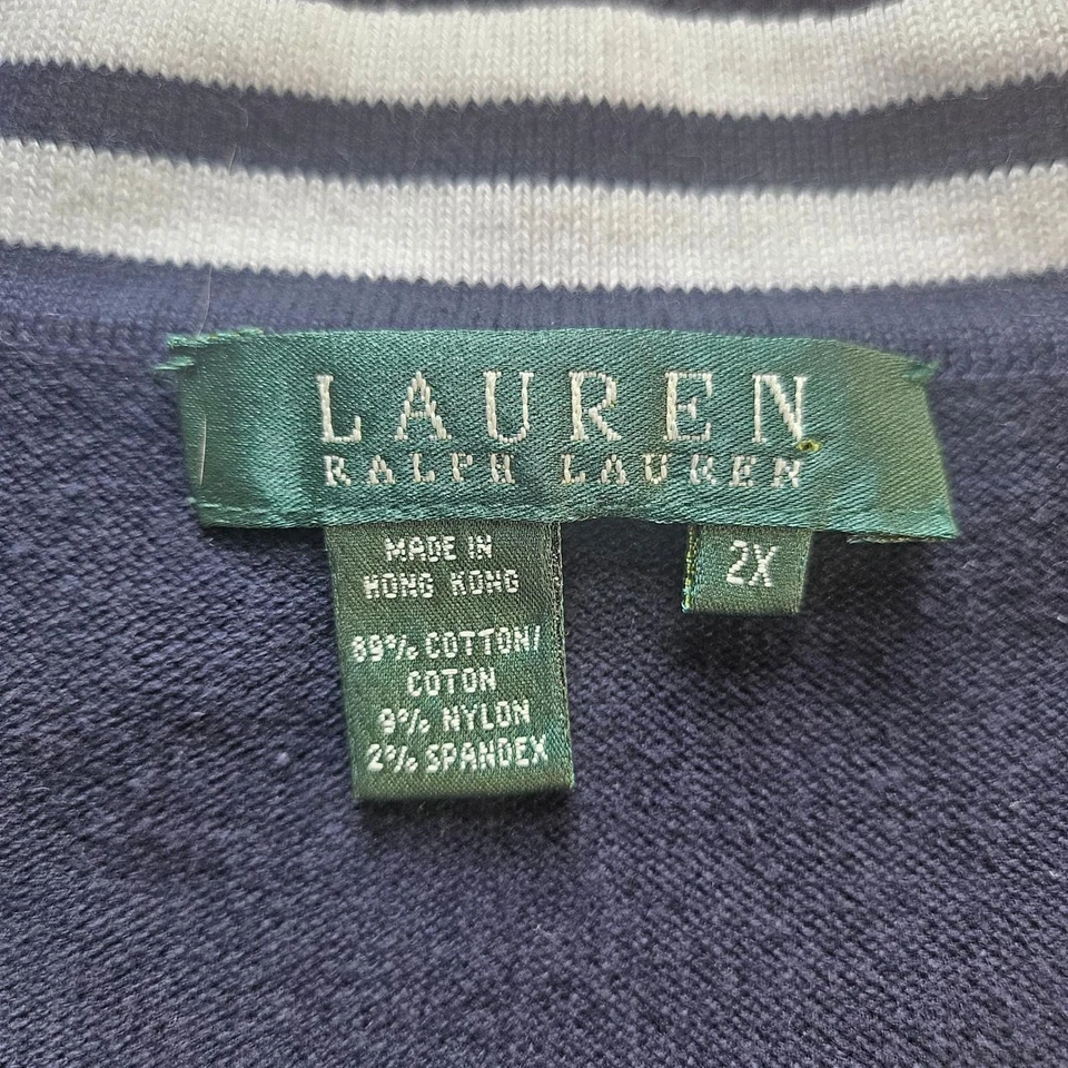 VTG Lauren Ralph Lauren Nautical Preppy Navy Blue Old Money Tennis Sweater 2X - Image 4 of 4