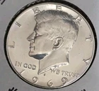 1969 S PROOF SILVER KENNEDY HALF DOLLAR Uncirculated US 50c Coin JFK