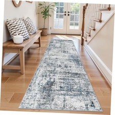 Washable 2x8 Runner Rug: Modern Abstract Non Slip Low Pile Carpet Runners for