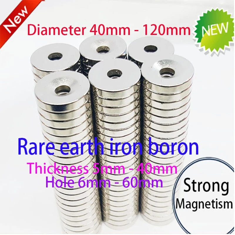 Magnete al neodimio con base in acciaio con foro cilindrico, 60 mm