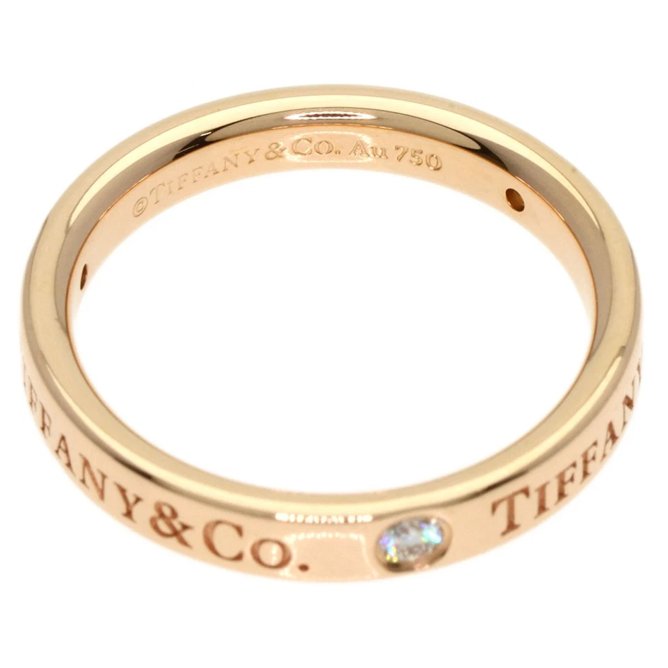 TIFFANY&Co.  Anillo de diamantes banda plana 3P oro rosa K18 damas [usado] Foto 4 de 4