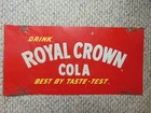 authentic old vintage ROYAL CROWN COLA METAL TIN EMBOSSED ADVERTISING SIGN