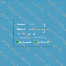 218 486 (S-Bahn Stuttgart) BR 218 Diesellok Spur H0, TT, N Decals Epoche 5/6