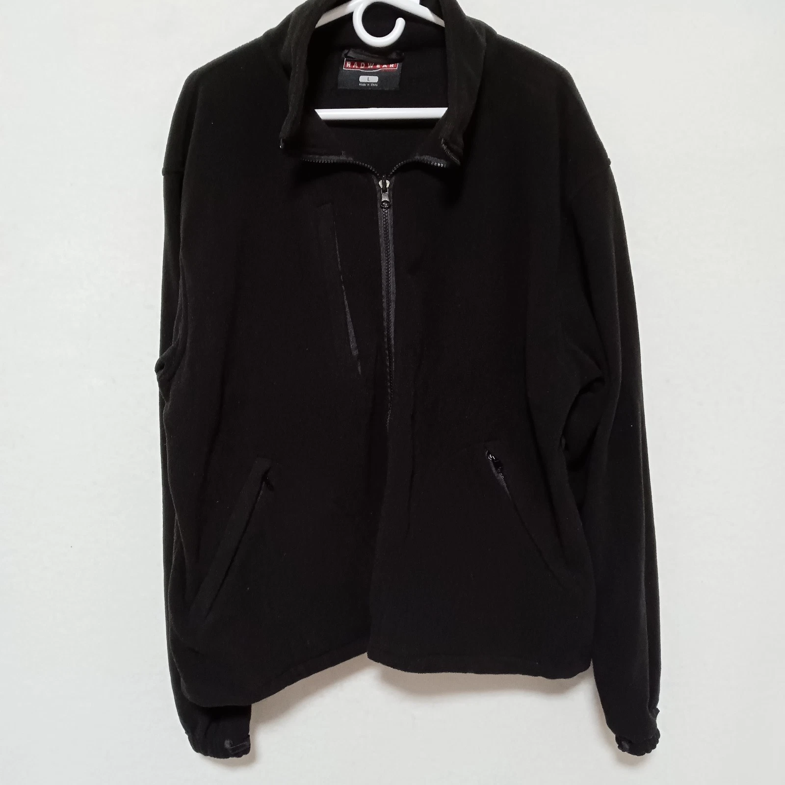 Radwear Black Fleece Jacket Size Large Full Zip Black Pockets EUC image 1