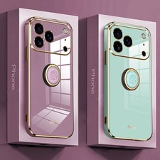 For iPhone 18 Pro Max Air 17 15+ Shockproof Plating Ring Holder Phone Case Cover