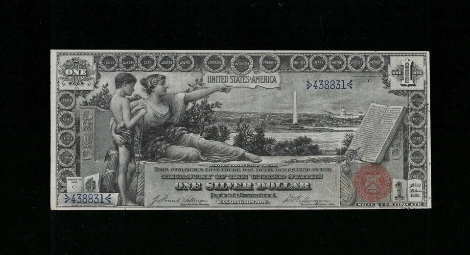 SC 1896 $1 Fr.224 “Educational” Silver Certificate (831) - Image 2 of 4