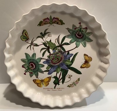 Vtg The Botanic Garden Passiflora Caerulea Blue Passion Flower Quiche/Tart Dish