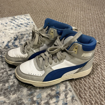 プーママ様 PUMA Men's Mid Top Athletic Sneakers Lace Up Gray/White/Blue Style