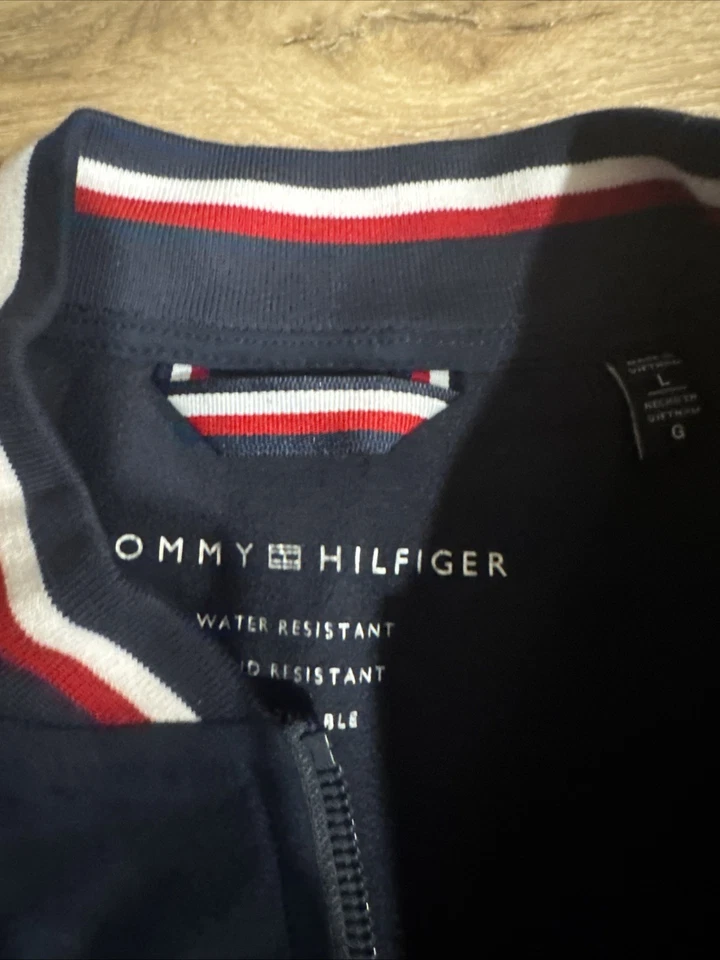 MEN'S Size Large TOMMY HILFIGER JACKET WINDBREAKER Water Resistant Blue - Image 3 of 4