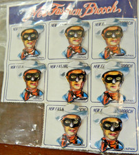 Vintage Lot Lone Ranger Brooch Tin Pin New 8 Pins