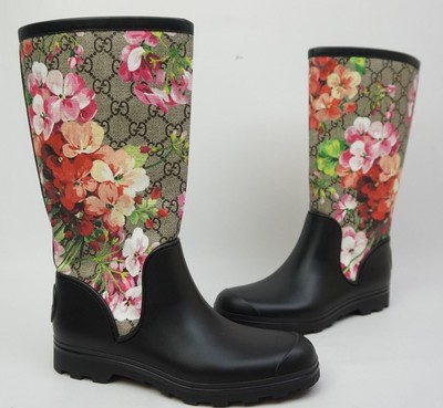 gucci floral rain boots