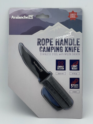 #ad Avalanche Compact Rope Handle Camping Knife Stainless With Nylon Sheath 3.5” $19.96