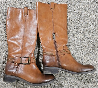Jessica Simpson Womens Brown Leather Size 6 Boots Strap Zip | eBay
