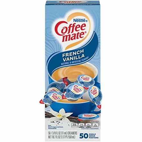 Nestle Coffee Mate Creamer French Vanilla Liquid Singles Box of 50 4-Pack