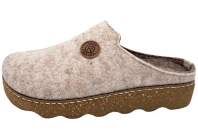 Rohde Damen Filzpantoffel Foggia Silk Hellbeige Hausschuhe 6120-13