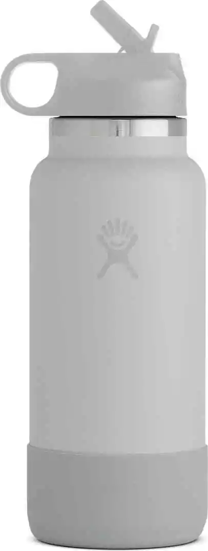 Hydro Flask Vacuum Insulated Stainless Steel Water Bottle Wide Mouth with  Straw Lid (White, 32-Ounce)