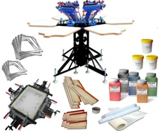 6 Color 6 Station Silk Screen Printing Kit with Screen Stretcher/Frame/Mesh