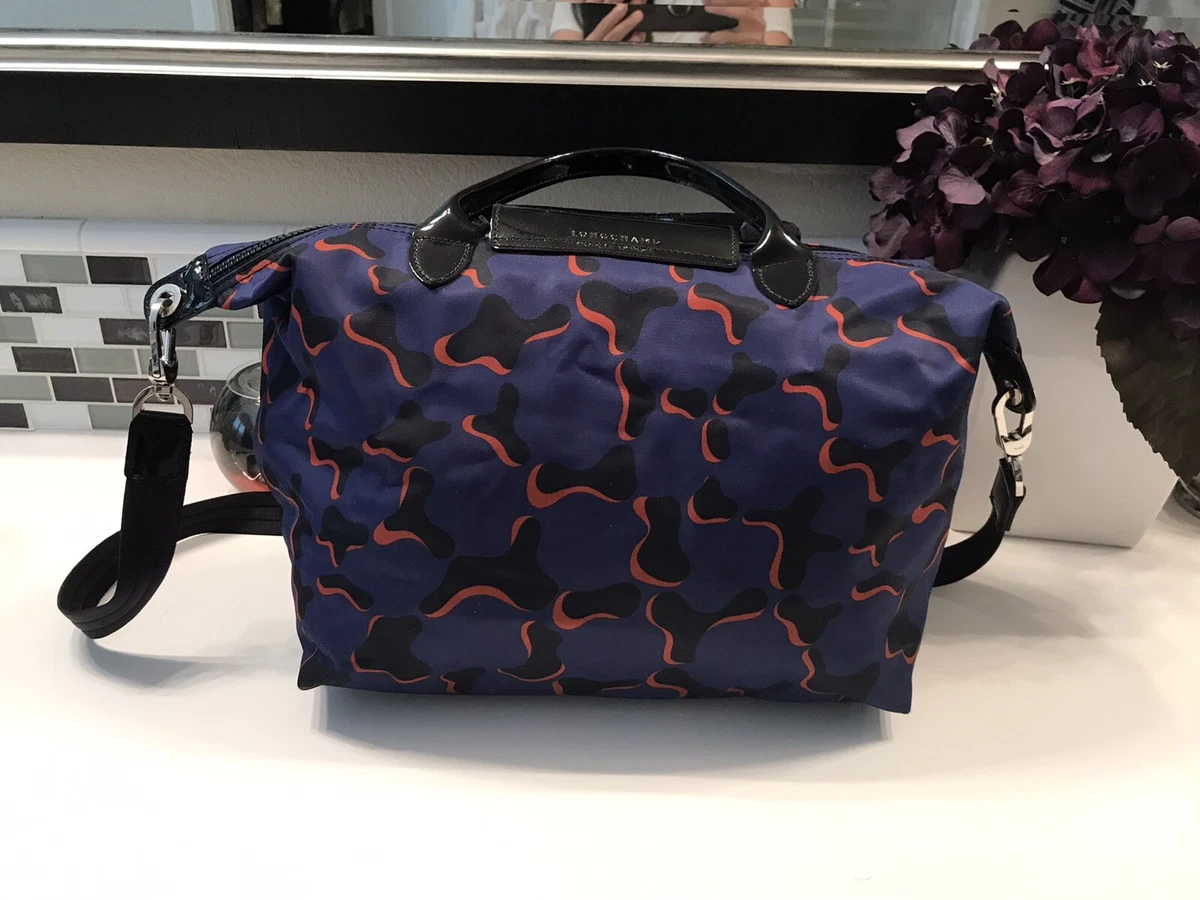 Longchamp Le Pliage Neo Blue Orange Camo crossbody eBay