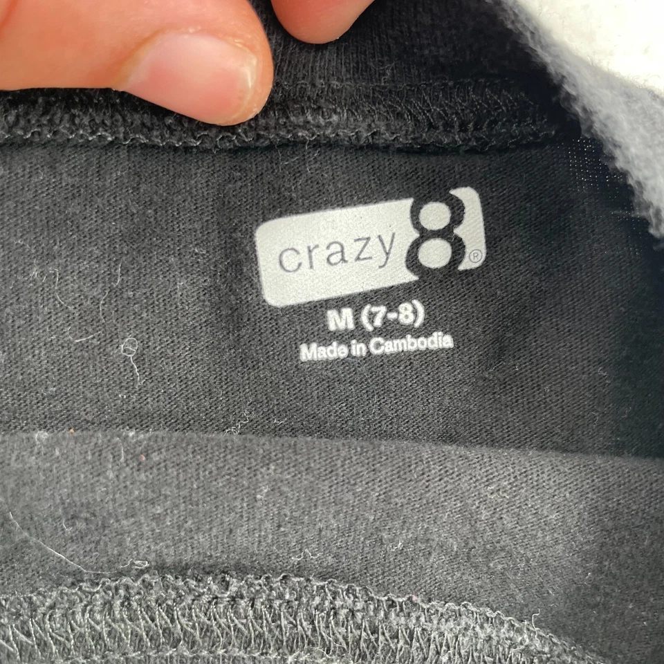 Crazy 8 Shirt Youth Boy's Black Long Sleeve Size 8 Crew Neck Funny Small Stain - Image 3 of 4