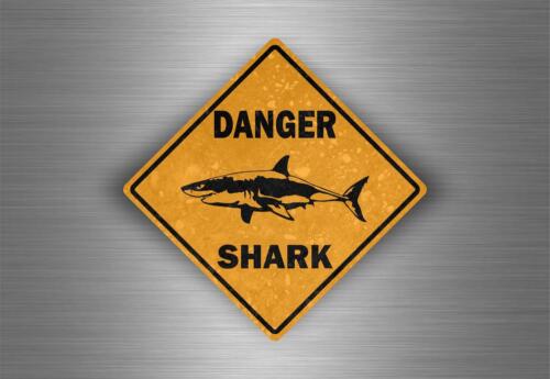 sticker decal car bike motorcycle danger sign shark area surf bumper - Foto 1 di 1