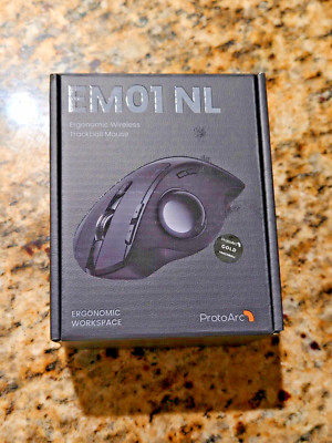 ProtoArc EM01 NL Ergonomic Bluetooth Wireless Trackball Mouse Rollerball Thumb