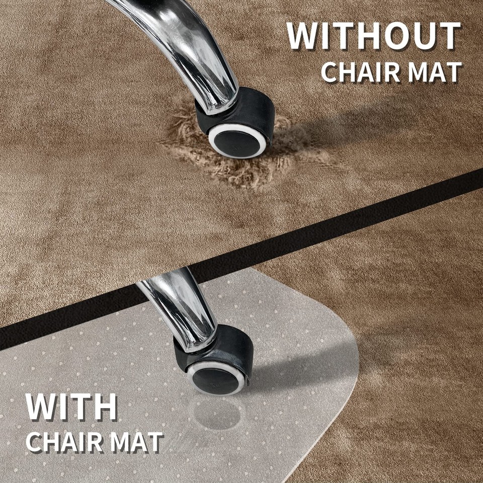Chair Mat for Carpeted Floor with Lip,47''×36'' PVC Carpet Protector