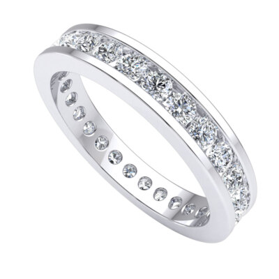 Klassischer Ewigkeitsring 10 kt Gold Laborgefertigt Diamant Kanalfassung Bandring 1,50 kt