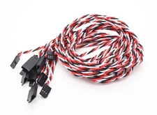(5) 90CM (~36in) Twisted 22awg Servo Extension Leads Futaba with Safety Clips