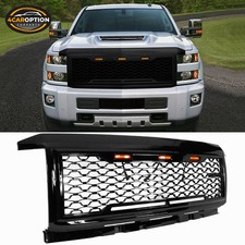 Fit 15-18 Silverado 2500 3500 Front Upper Mesh Grille W Led Light Gloss Black Fit 15-18 Silverado 2500 3500 Front Upper Mesh Grille W Led Light Gloss Black