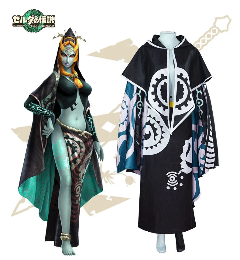 Juego Zeldar Crepúsculo Princesa Midna Cosplay Disfraz Falda Capa Cinturón Conjunto Completo Foto 3 de 4