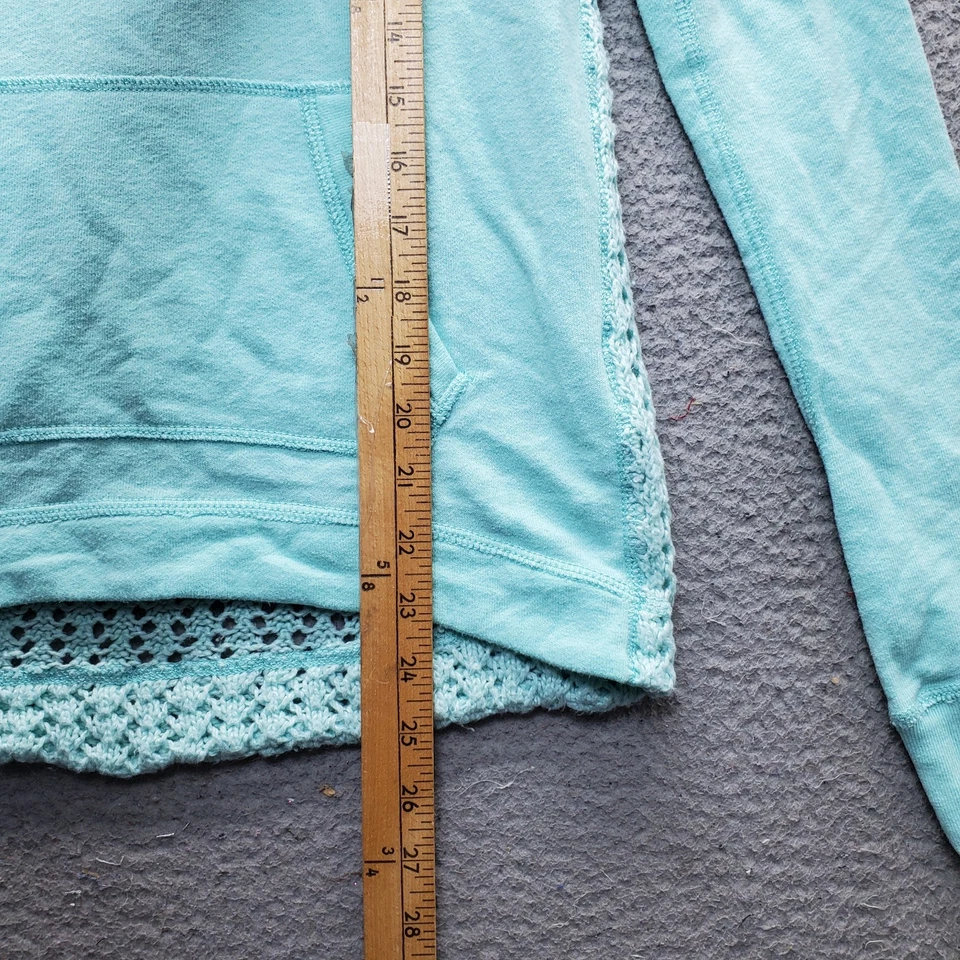 Sudadera con Capucha Gilly Hicks Sydney Para Mujer XS Verde Crochet Espalda Bordada Cordón Foto 3 de 4