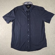 Buttercloth Icy Cotton Mens XL Regular Fit Short Sleeve Button Down Navy Blue