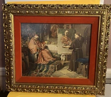 The Cardinal's Portrait -Vintage Print Elaborate Frame Under Glass Signed Dated