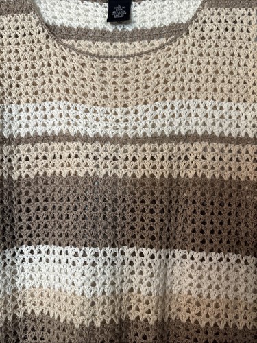 *RAFAELLA SLEEVELESS CROCHET SWEATER BEIGE/IVORY LINEN/COTTON SZ L #623 - Picture 5 of 6