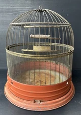 Antique Unrestored Hendryx New Haven CT Brass Wire Dome Bird Cage Beehive Style