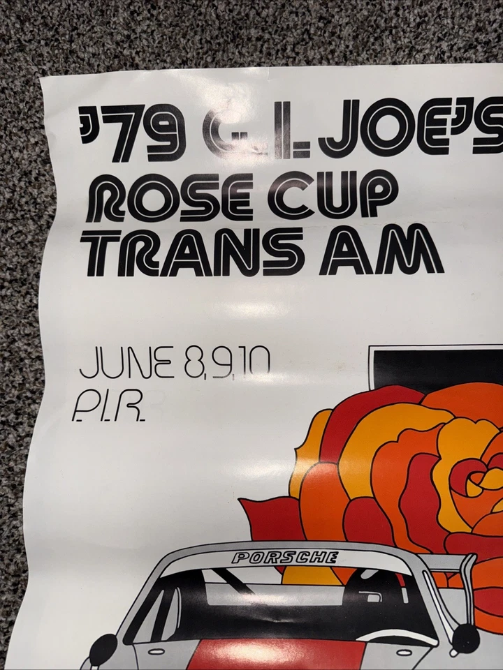 Póster vintage 1979 G.I Joes Rose Cup Trans Am P.I.R Porsche Racing ¡Auténtico! Foto 3 de 4